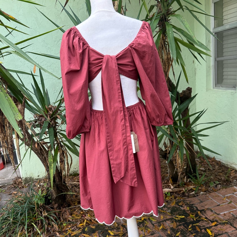 Cut Out Bow Back Rust Dress - Picture 8 of 13